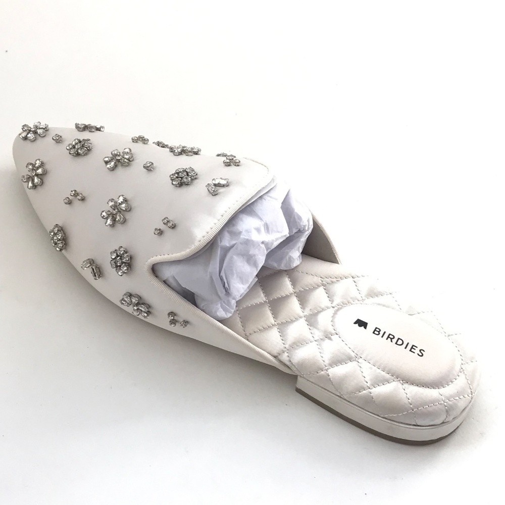 BIRDIES The Dove Satin Mule with Crystal Embellishments Size 8.5 NWT - Picture 5 of 16